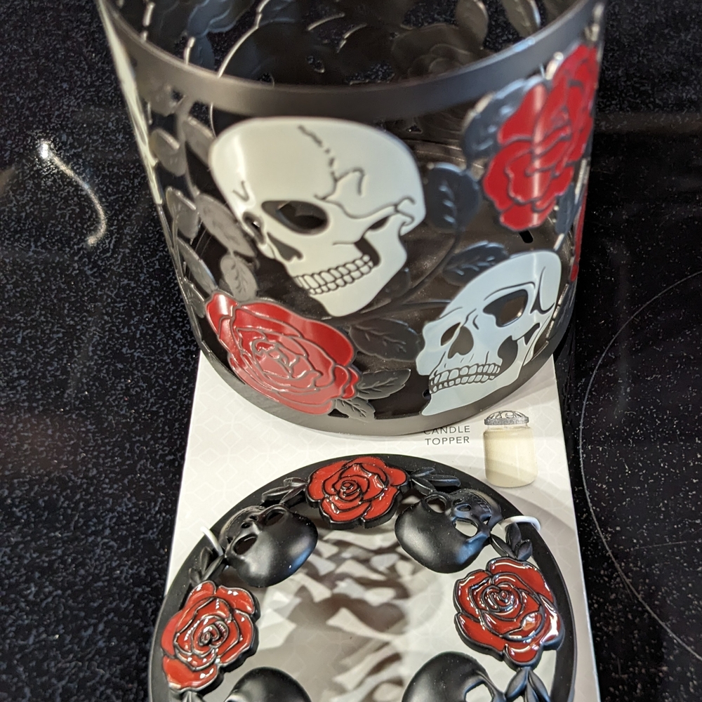 Skull and Rose Candle Holder
